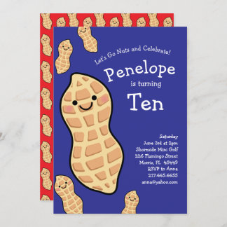 Peanut Birthday Party Kinder Niedliche Nut Cartoon Einladung