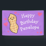 Peanut Birthday Party Niedlich Kids Cartoon Nut Banner<br><div class="desc">Diese zauberhaften Vorspeisen zum Thema Erdnuss sind perfekt für einen Nuss-Liebhaber! Ideal für Geburtstage und andere Feiern! Die Erdnuss hat niedliche rosa Herzen und ist ideal für Kinder oder Erwachsene,  die ihren Abschluss aus einer Nussallergie feiern!</div>