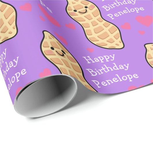 Peanut Birthday Party Niedlich Kids Cartoon Nut Geschenkpapier (Rolleneckpunkt)