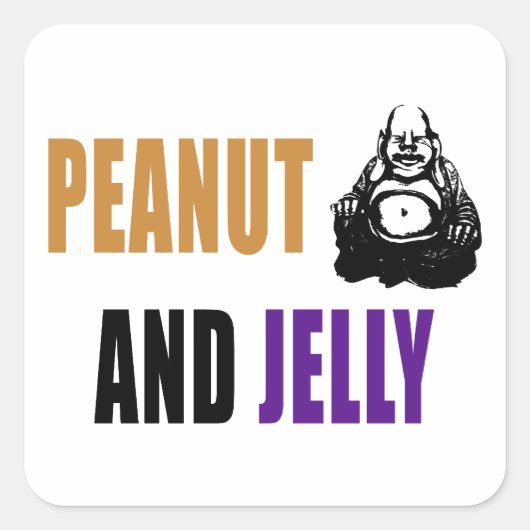 Peanut Buddha & Jelly Quadratischer Aufkleber (Vorderseite)
