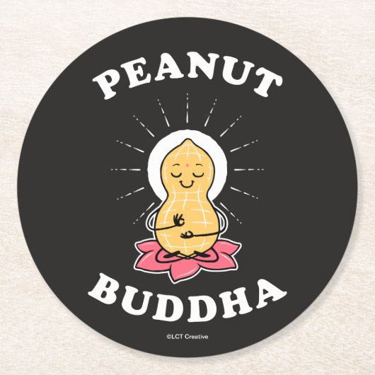 Peanut Buddha Runder Pappuntersetzer (Vorderseite)