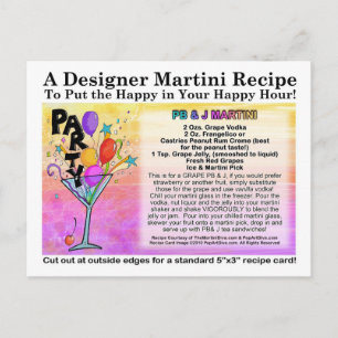 Peanut Butter and Jelly, PB&J, Martini Rezeptkarte Postkarte