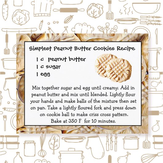 Peanut Butter Cookies Rezept Karte Postkarte
