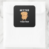 Peanut Butter Jelly Cute Couple Better Together De Quadratischer Aufkleber (Tasche)