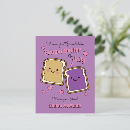 Peanut Butter Jelly Kids PBJ Valentine Postcard Postkarte (Stehend Vorderseite)