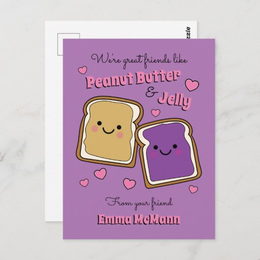 Peanut Butter Jelly Kids PBJ Valentine Postcard Postkarte (Vorne/Hinten)