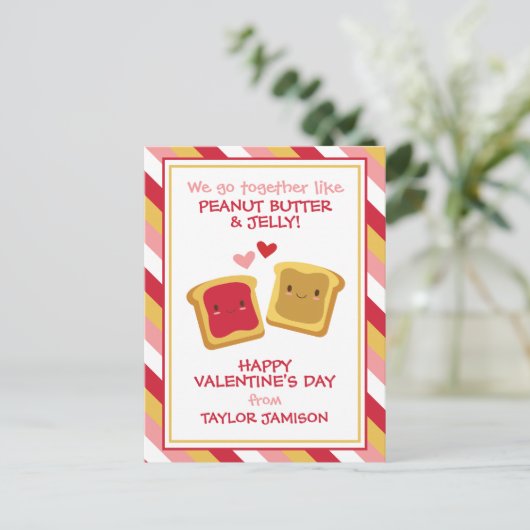 Peanut Butter & Jelly Valentine's Day Card Postkarte (Stehend Vorderseite)