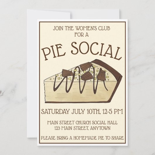 Peanut Butter Party Dessert Bake Sale Einladung (Vorderseite)