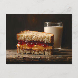 Peanut Butter und Jelly Sandwich Milk Painting Postkarte