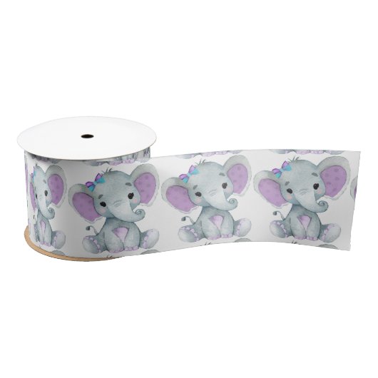 Peanut Elephant Satin Ribbon Spool Lila Aquamarine Satinband (Spule)