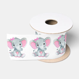 Peanut Elephant Satin Ribbon Spool Pink Bow Satinband