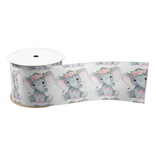 Peanut Elephant Satin Ribbon Spool Rosa Rosen Satinband (Spule)