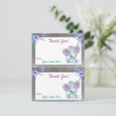 Peanut Elephant Vielen Dank Karten 2 Seiten Lila A (Stehend Vorderseite)