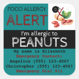 Peanut Food Allergy Sticker Aquamarin