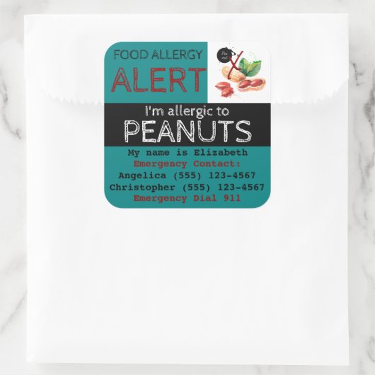 Peanut Food Allergy Sticker Aquamarin (Tasche)