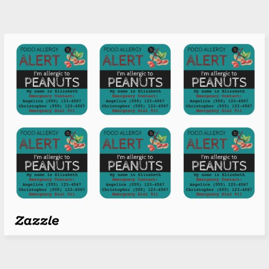 Peanut Food Allergy Sticker Aquamarin (Blatt)