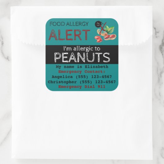 Peanut Food Allergy Sticker Aquamarin (Tasche)