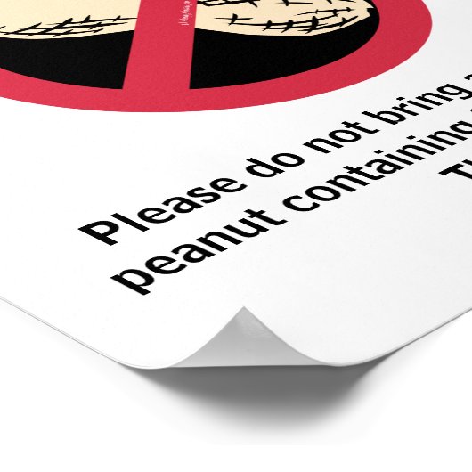 Peanut Free Area Customized Allergy Work Area Poster (Ecke)