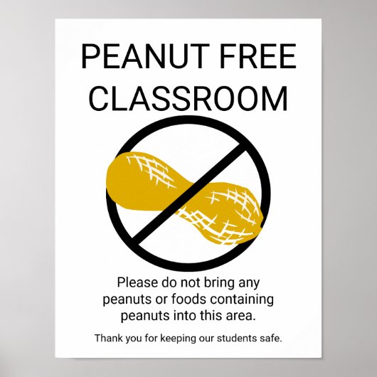 Peanut Free Klassenzimmer Unterrichtsschule keine Poster (Vorne)