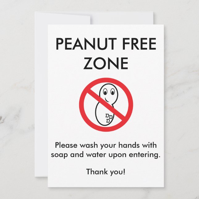 Peanut Free Zone Card (Vorderseite)