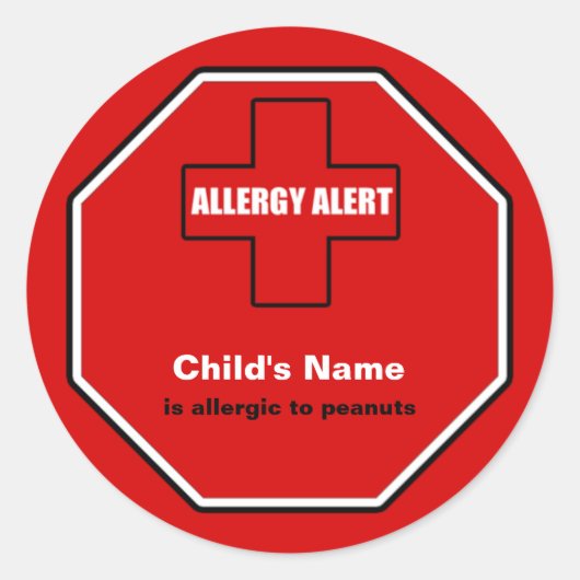Peanuts Allergy Medical Alert Custom Std Sticker (Vorderseite)
