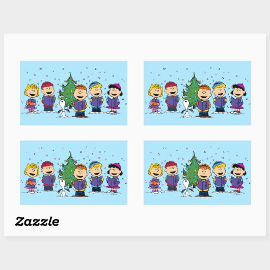 Peanuts | Around the Christmas Tree Rectangular St Rechteckiger Aufkleber (Blatt)