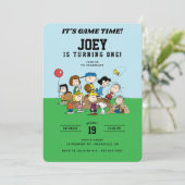Peanuts Baseball Geburtstagsfeier Einladung (Stehend Vorderseite)