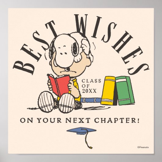 Peanuts Best Wishes Graduation Snoopy Reading Poster (Vorne)