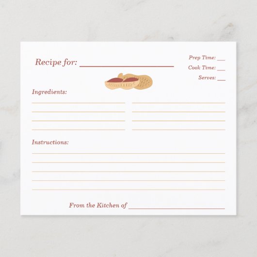 Peanuts Brautparty Rezept Karte (Vorderseite)