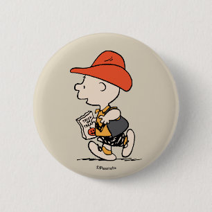Peanuts Charlie Brown Cowboy Halloween Button