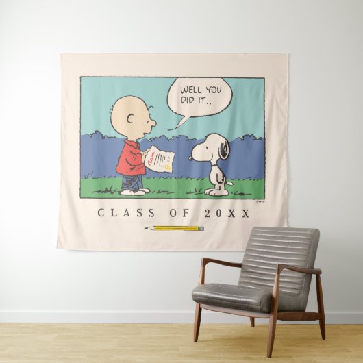 Peanuts Charlie Brown Snoopy Well You Did It Grad Wandteppich (Beispiel (Horizontal))