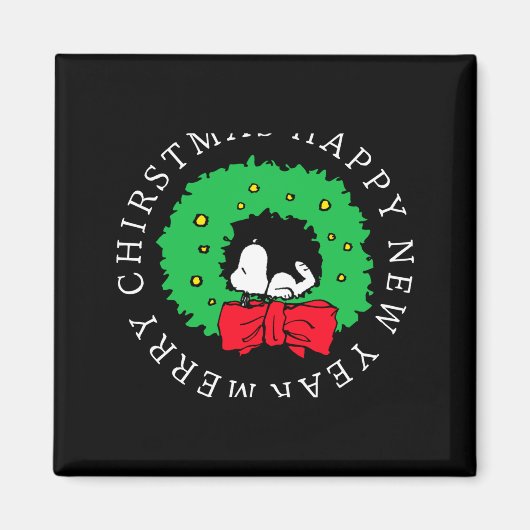 Peanuts Christmas Wreath  Magnet (Vorne)