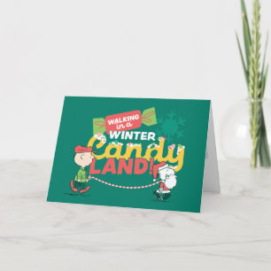 Peanuts Durch einen winterlichen Candy Land lauf Feiertagskarte