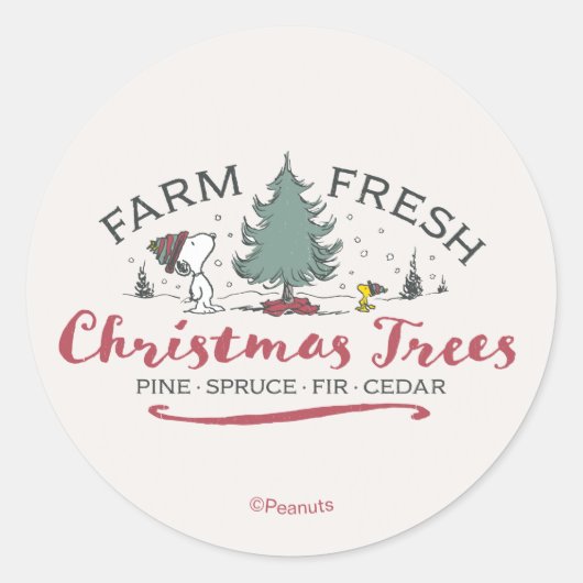 Peanuts | Farm Fresh Christmas Trees Runder Aufkleber (Vorderseite)