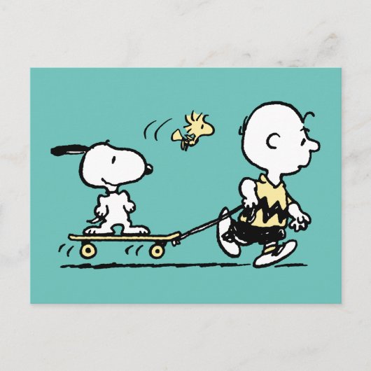 PEANUTS | Friends Skate Boarding Postkarte (Vorderseite)
