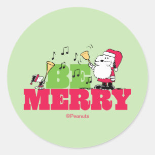 Peanuts   Frohe Weihnachten Runder Aufkleber