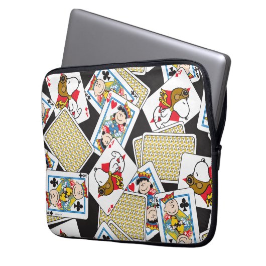 Peanuts Gang Card Deck Pattern Laptopschutzhülle (Vorderseite Links)