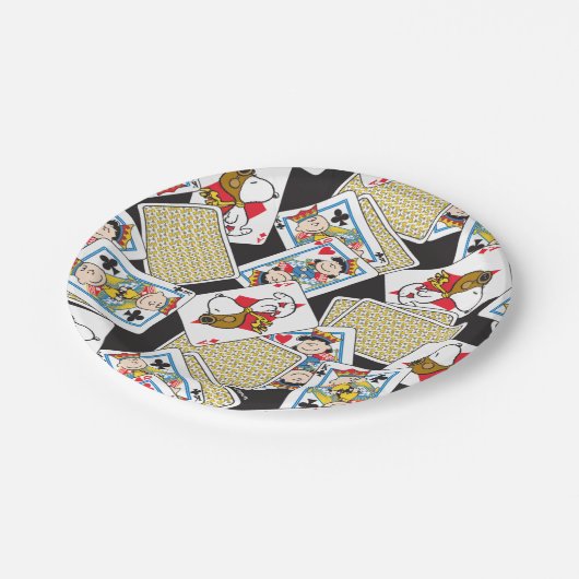 Peanuts Gang Card Deck Pattern Pappteller (Schrägansicht)