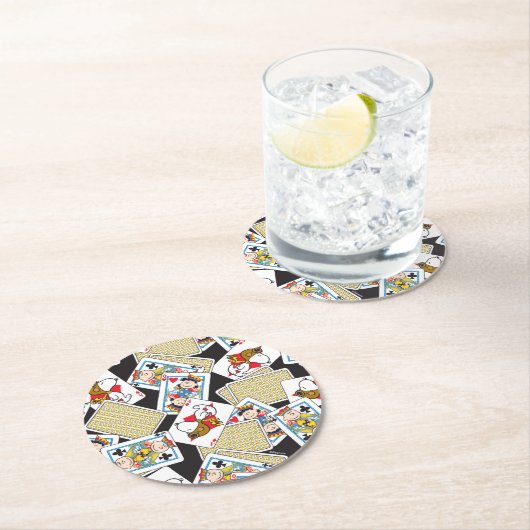 Peanuts Gang Card Deck Pattern Runder Pappuntersetzer (Vor Ort)
