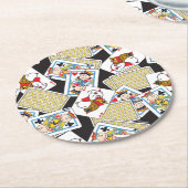 Peanuts Gang Card Deck Pattern Runder Pappuntersetzer (Angewinkelt)