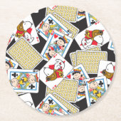 Peanuts Gang Card Deck Pattern Runder Pappuntersetzer (Vorderseite)