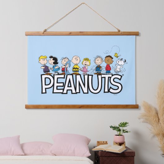 Peanuts Gang Group Lineup Wandteppich Mit Holzrahmen (Schlafzimmer)