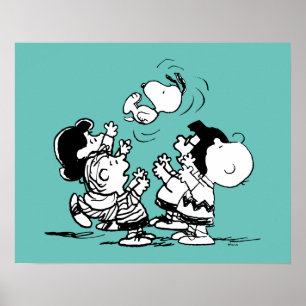 Peanuts Gang Lifting Snoopy Poster