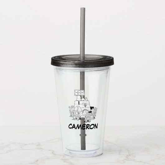 Peanuts Gang Reading Comic Acryltrinkbecher (Vorderseite)