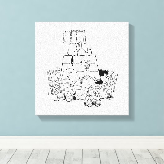 Peanuts Gang Reading Comic Leinwanddruck (Insitu (Holzboden))