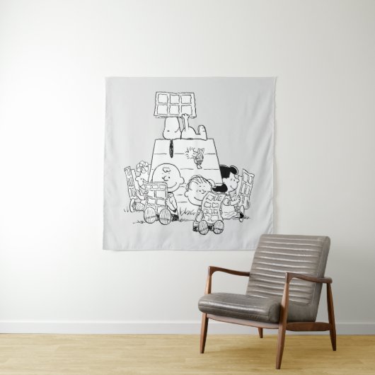 Peanuts Gang Reading Comic Wandteppich (Beispiel)
