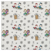 Peanuts Gang Sledding and Snowflakes Stoff (Muster)
