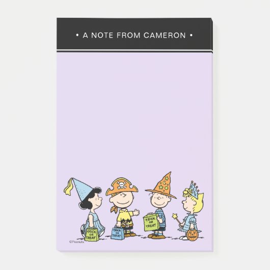 Peanuts Halloween Süßigkeiten oder Saures Post-it Klebezettel (Vorderseite)