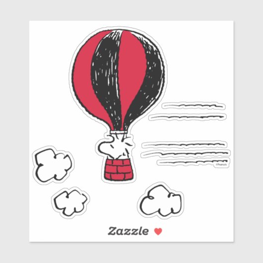 PEANUTS | Holz in Heißluftballon Aufkleber (Blatt)