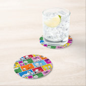 PEANUTS | Klassisches Comic Muster Runder Pappuntersetzer (Vor Ort)